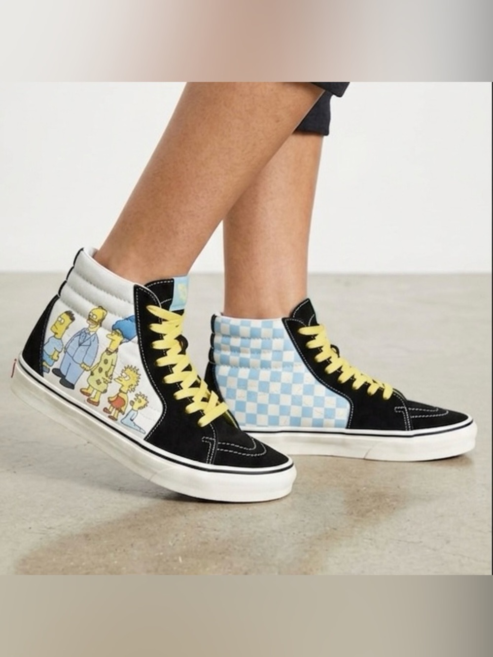 VANS Sk8-Hi Simpsons Family 1987-2020  M 9 / W 10.5 Black Suede Checker Canvas